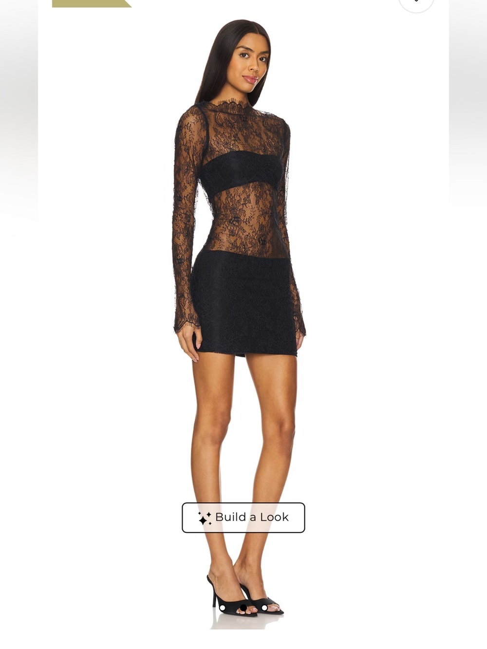 Lovers + Friends Black Sheer Lace Long Sleeve Mini Dress